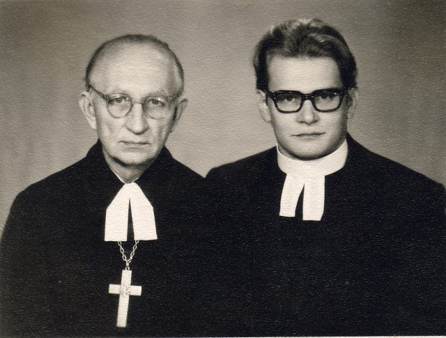 Õpetaja ja õpilane: Elmar Silvester Salumaa ja Villu Jürjo (paremal). Foto: Villu Jürjo erakogu