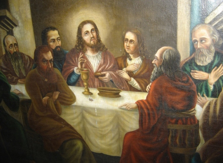 Püha õhtusöömaaeg, detail. 17. saj. Tõstamaa kirik. Püha õhtusöömaaeg, detail. 17. saj. Tõstamaa kirik.