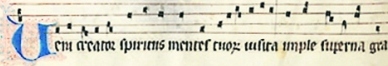 Antiphonarium Cisterciense; 14. sajand; Fribourg Bibliothèque cantonale et universitaire Ms. L 523; foolio 165v, rida 10 ja 166r, rida 1. Antiphonarium Cisterciense; 14. sajand; Fribourg Bibliothèque cantonale et universitaire Ms. L 523; foolio 165v, rida 10 ja 166r, rida 1.