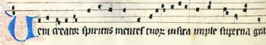 Antiphonarium Cisterciense; 14. sajand; Fribourg Bibliothèque cantonale et universitaire Ms. L 523; foolio 165v, rida 10 ja 166r, rida 1.